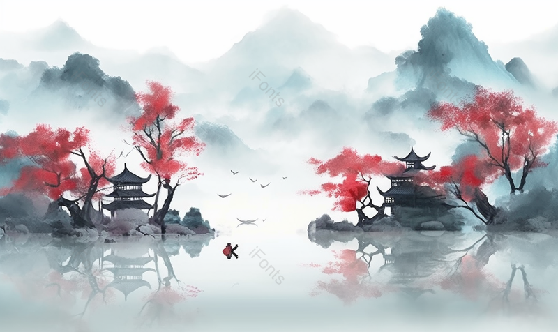 手绘中国风小清新水彩风格山水风景插画,插画/手绘图,插画/手绘图库,插画/手绘图下载,插画/手绘